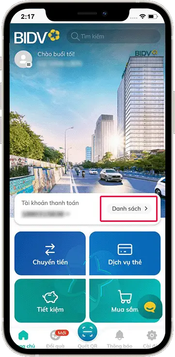 Bước 1 : Tại giao diện chính >> Ấn vào Danh sách